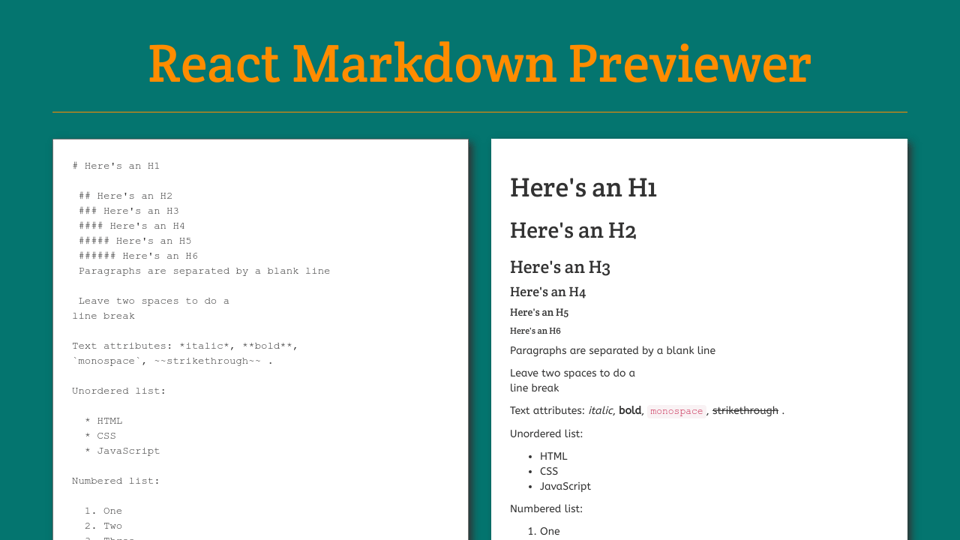 Markdown Previewer Markdown Previewer