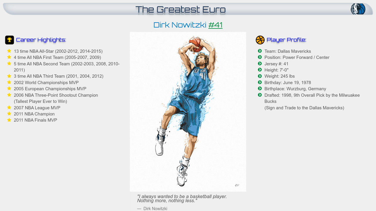 A Tribute To Dirk Nowitzki