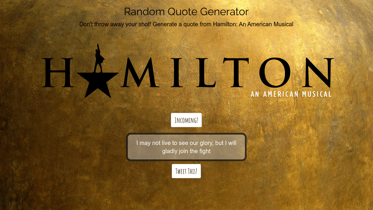 Hamilton An American Quote Generator