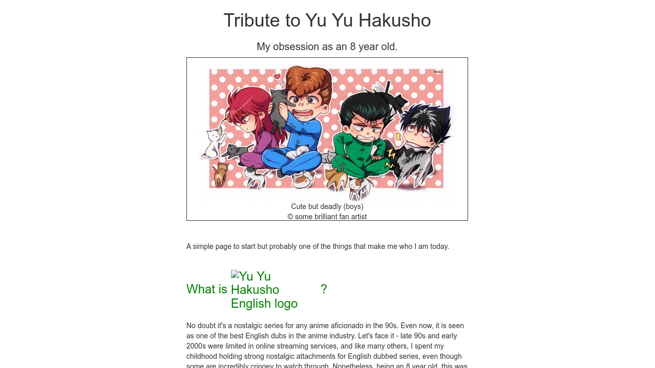 Freecodecamp Tribute To Yu Yu Hakusho