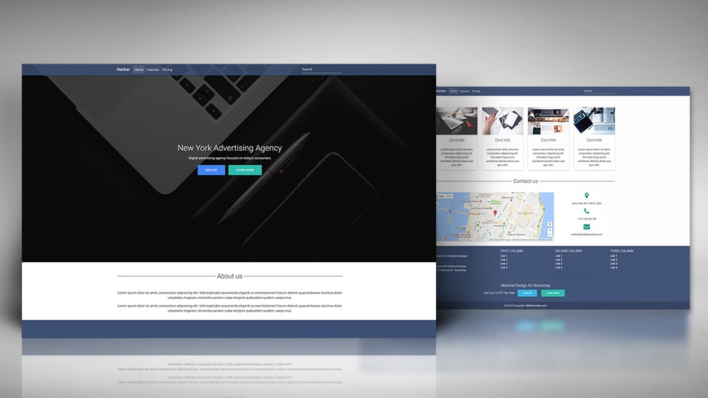 Basic, Material Design Landing Page