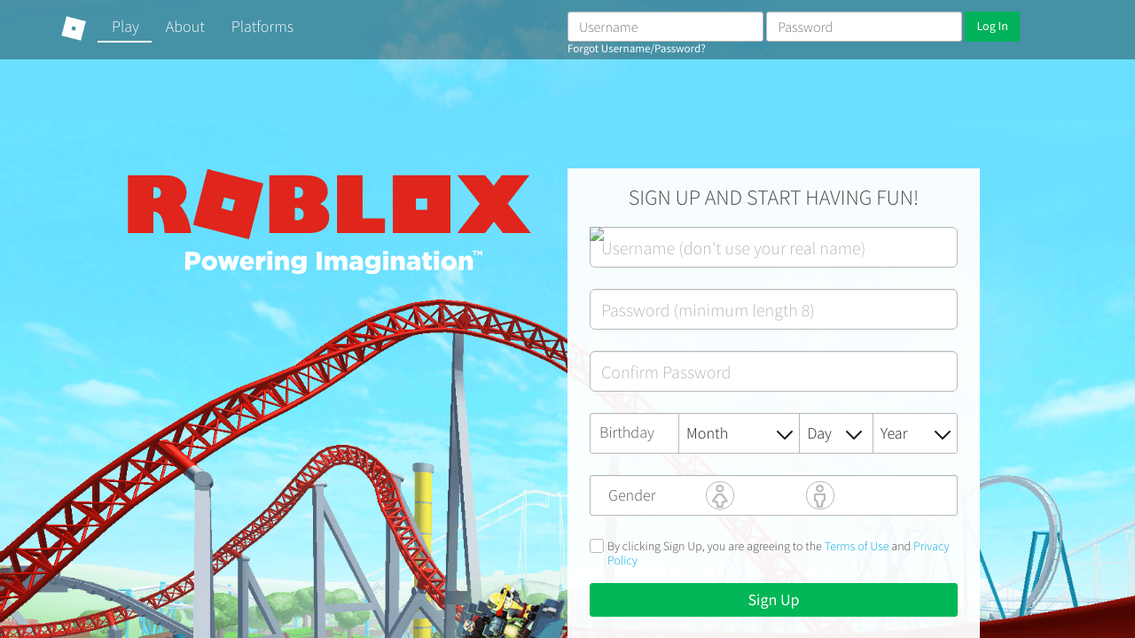 Sign Up And Start Having Fun Roblox