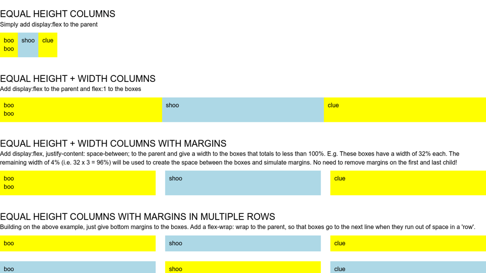 Equal Height And Width Columns Using Flexbox Equal Height And Width Columns Using Flexbox