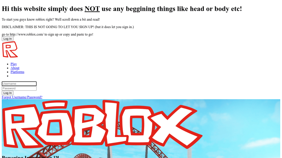 Roblox Website Test - the roblox website