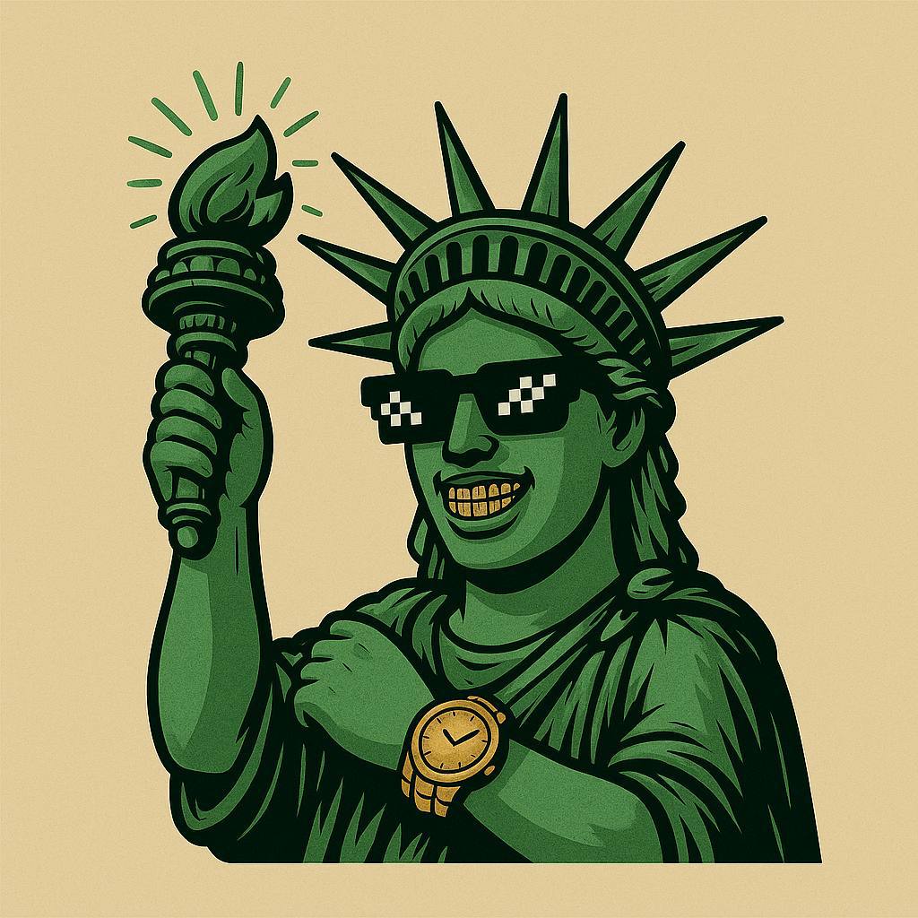 Cool Statue of Liberty mascot wearing shades