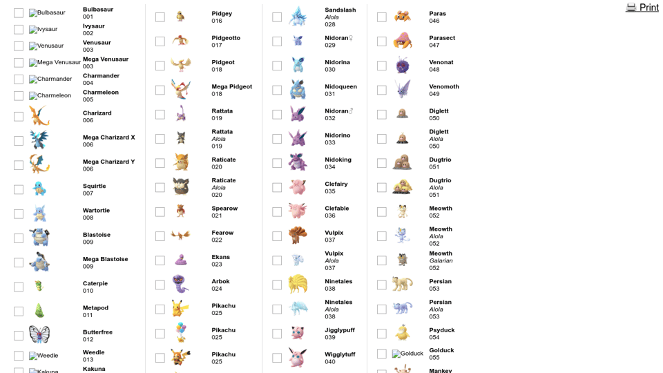Pokemon Go Printable Checklist Pokedex With Gen 8 Pokemon Go Printable Checklist Pokedex With Gen 8