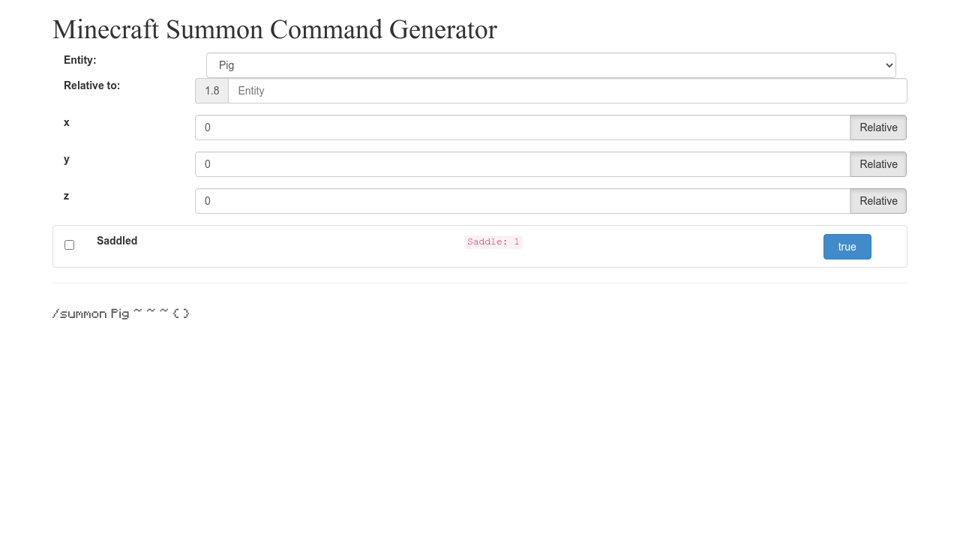 Minecraft Summon Command Generator