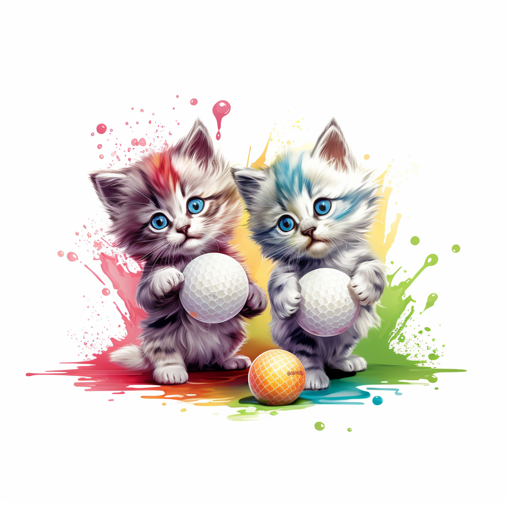 Himalayan Kittens Playing Golf Clipart