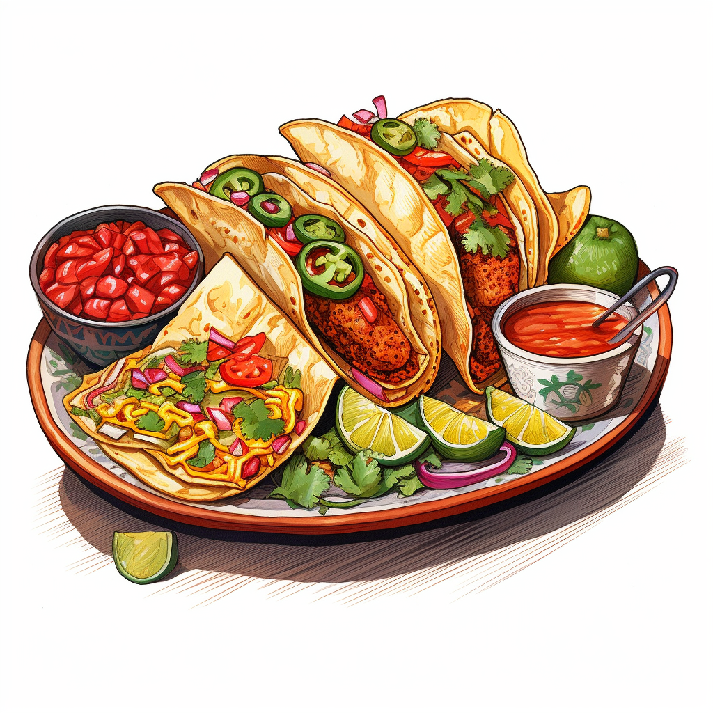 Mexican Food Tacos Illustration