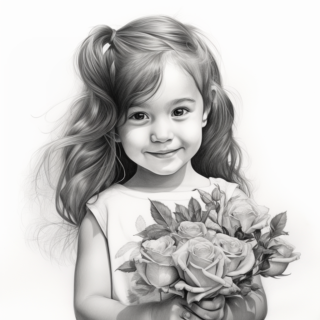 Girl Holding Flowers Clipart