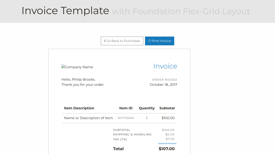 Invoice Template With Foundation