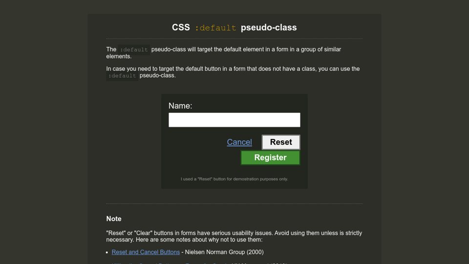 Css Default Pseudo Class Css Default Pseudo Class